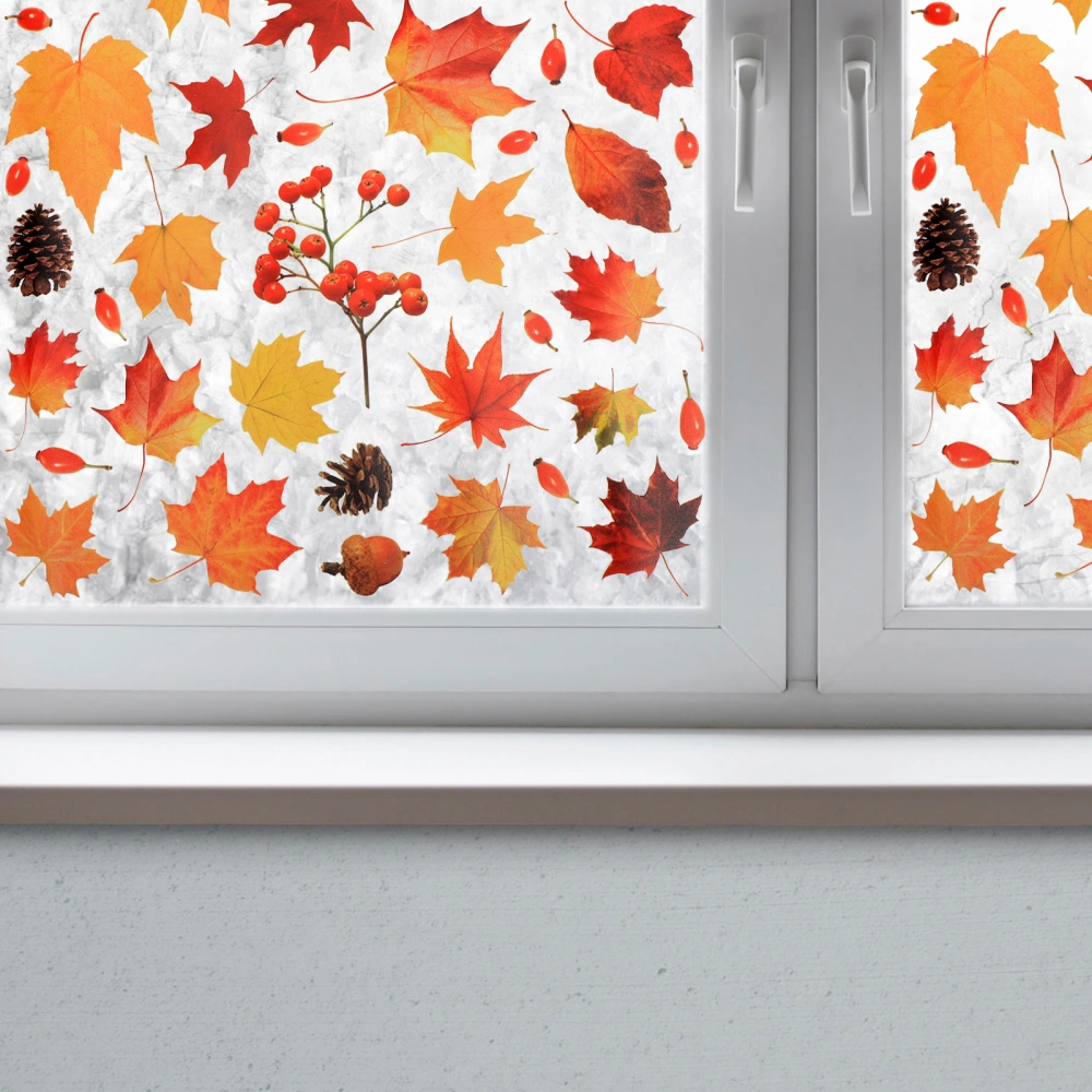 Thanksgiving Window Cling Fall Window Cling Maple Leaf Window Decal Glass Window Decor