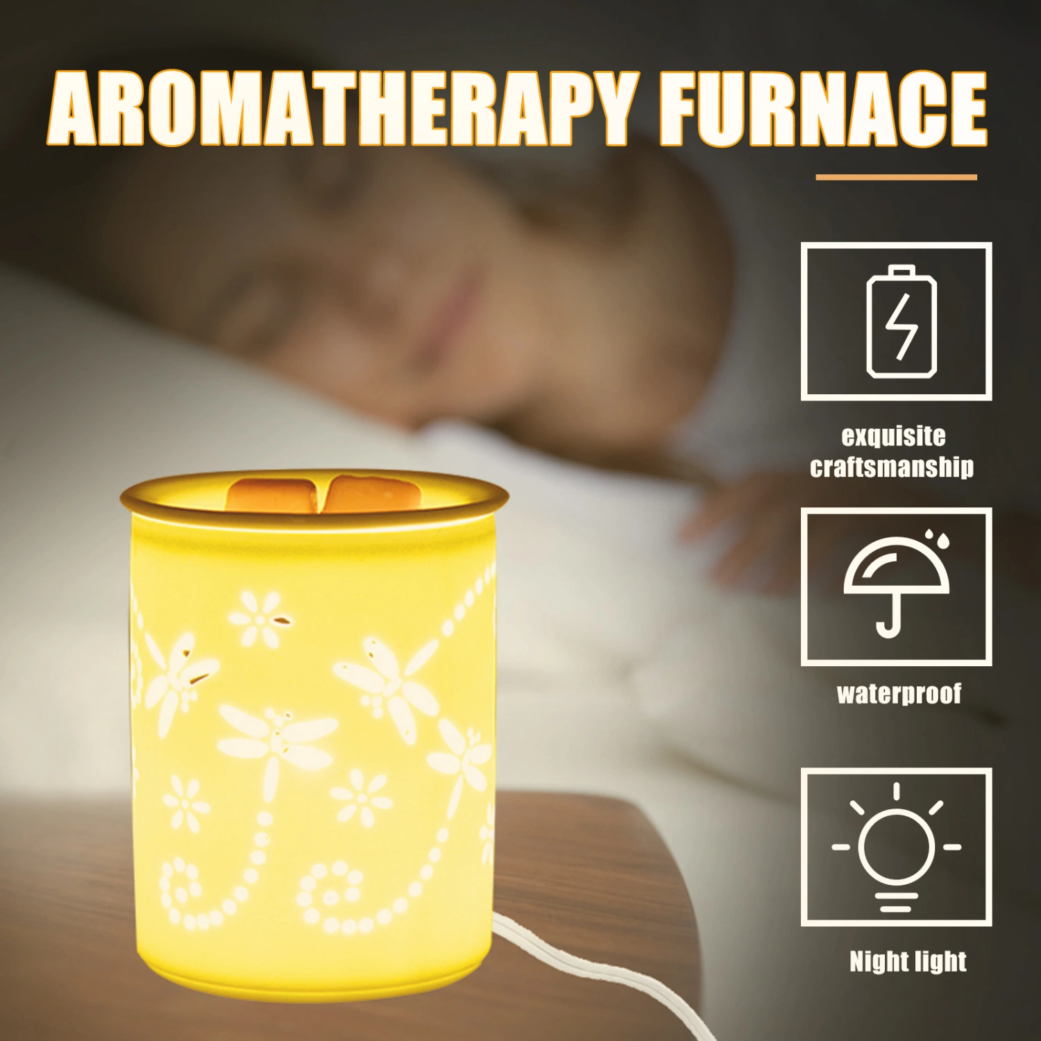 1pc Ceramic Aromatherapy Lamp Aroma Lamp Fragrance Lamp Wax Warmer (US Plug)