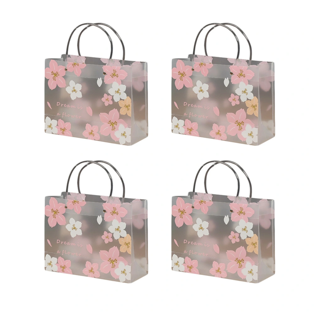 4pcs Sakura Printing Shopping Bag Gift Bag Eco-friendly Plastic Hand Bag Pink