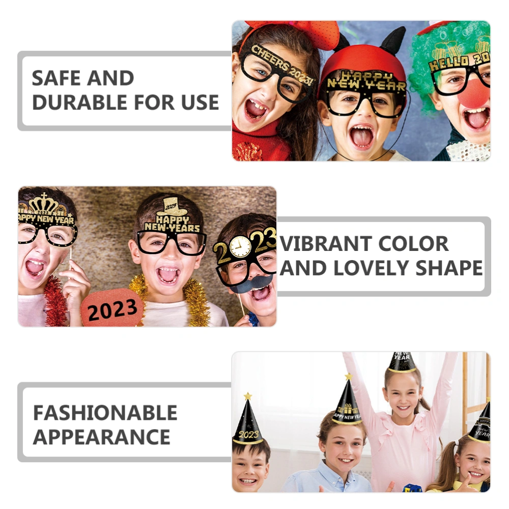 18Pcs Happy New Year Eyeglasses Fancy New Year Party Glasses Hat Celebration Party Favors