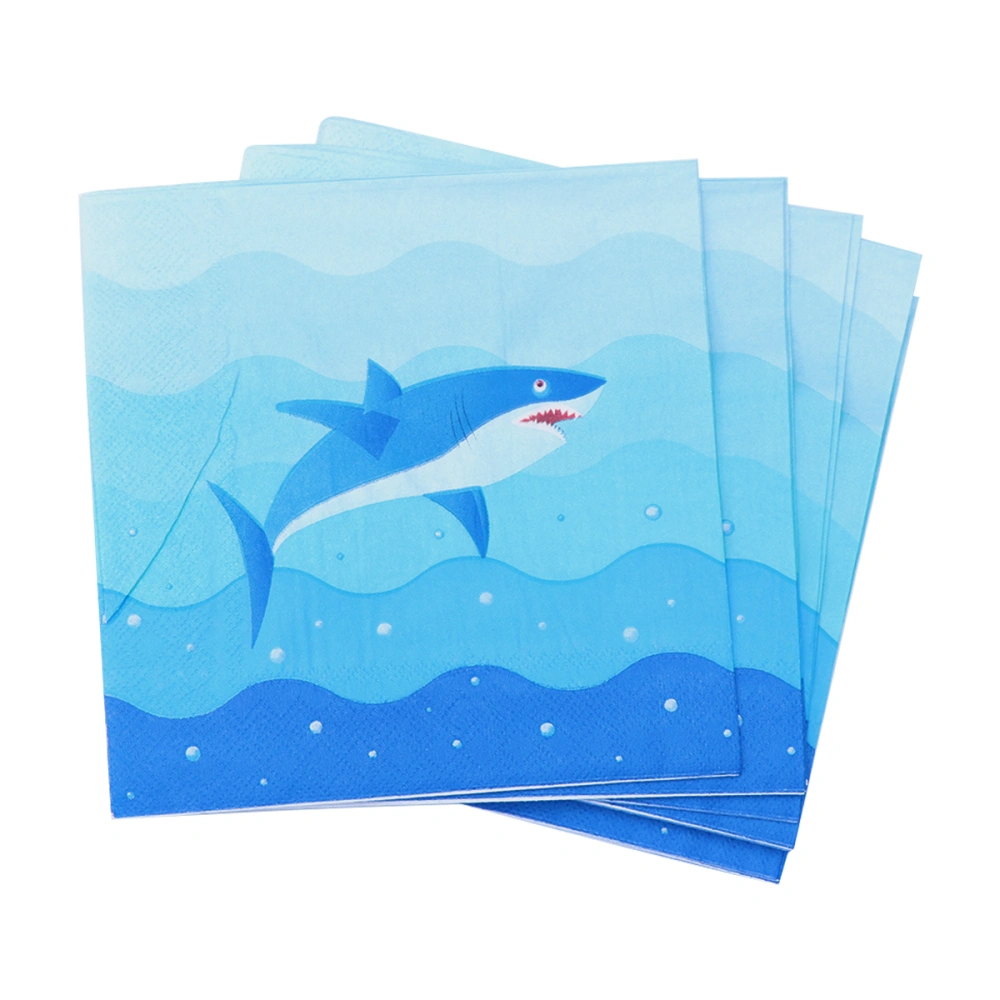 20pcs Birthday Party Shark Tissue Napkins Paper Towel for Birthday Party Festival