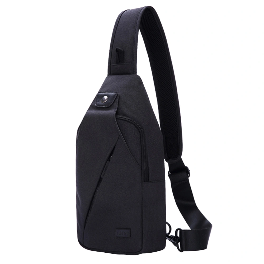 Multi-Functional Fashion Leisure Trend Chest Bag Waterproof Oxford Cloth Shoulder Diagonal Package Sling Bags (Black)