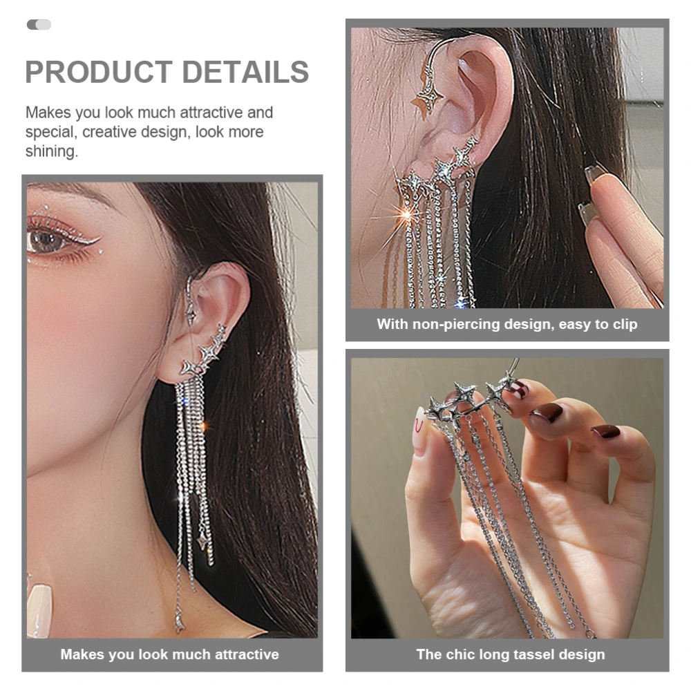 Five-pointed Star Ear Clip Non-pierced Ear Bone Clip Women Ear Jewelry (Left Ear)