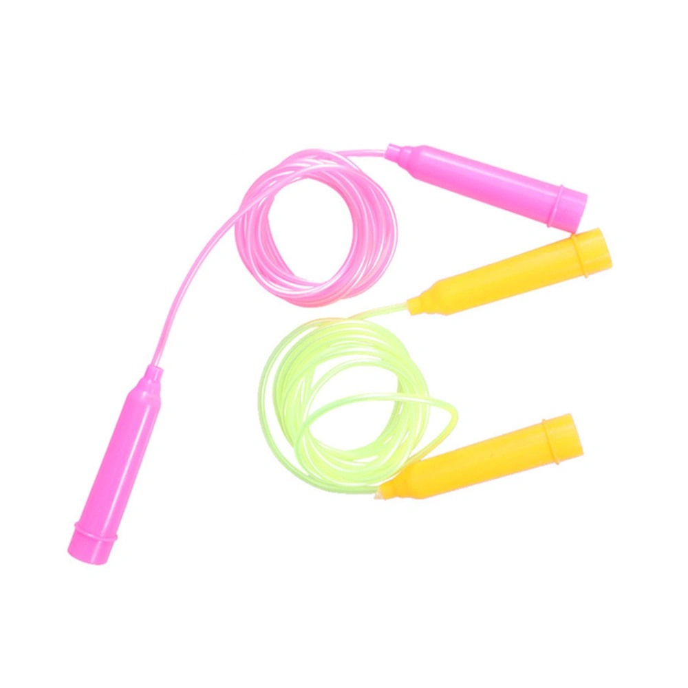 2pcs Kids PVC Jump Rope Skipping Rope Jumping Exercise Equipment Plastic Handles Sports Jump Skip Rope for Kindergarten Primary Students (Random Color)
