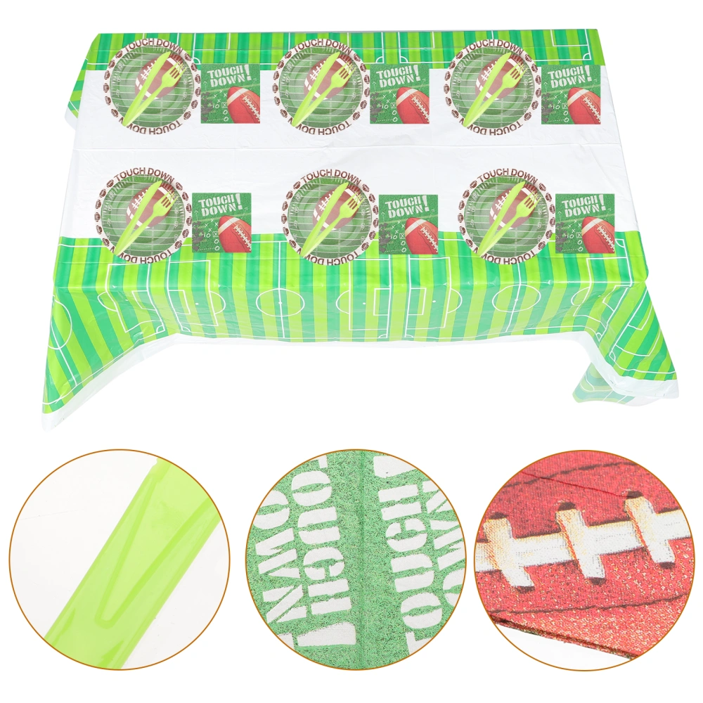 1 Set Football Parties Supplies Including Tablecloth Plates Napkins Cutter Forks