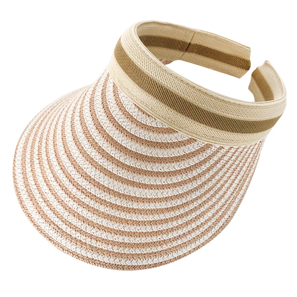 1PC Fashion Empty Hat Leisure Sun Block Straw Hat for Summer Outdoor Unisex (Khaki)