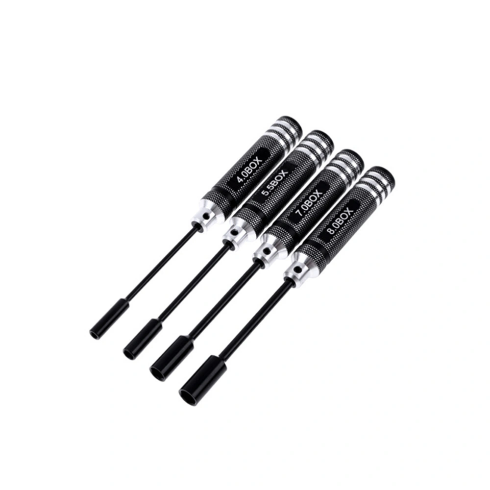 4Pc Metal Hexagonal Hex Screw Driver Screwdrivers Tools Kit for RC Helicopter Plane Car (Black)