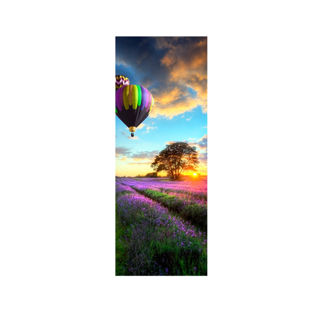 Pastoral Scenery Hot Air Balloon 3D Door Sticker Self Adhesive Waterproof Door Wall Mural Wallpaper for Home Decoration 77x200cm