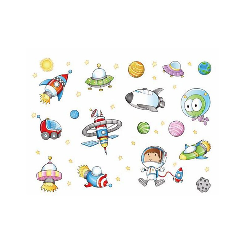 Space Wall Stickers Kids Astronaut Spaceship Wall Decals Removable for Kids' Bathroom Toddlers' Bedroom and Nursery Rooms