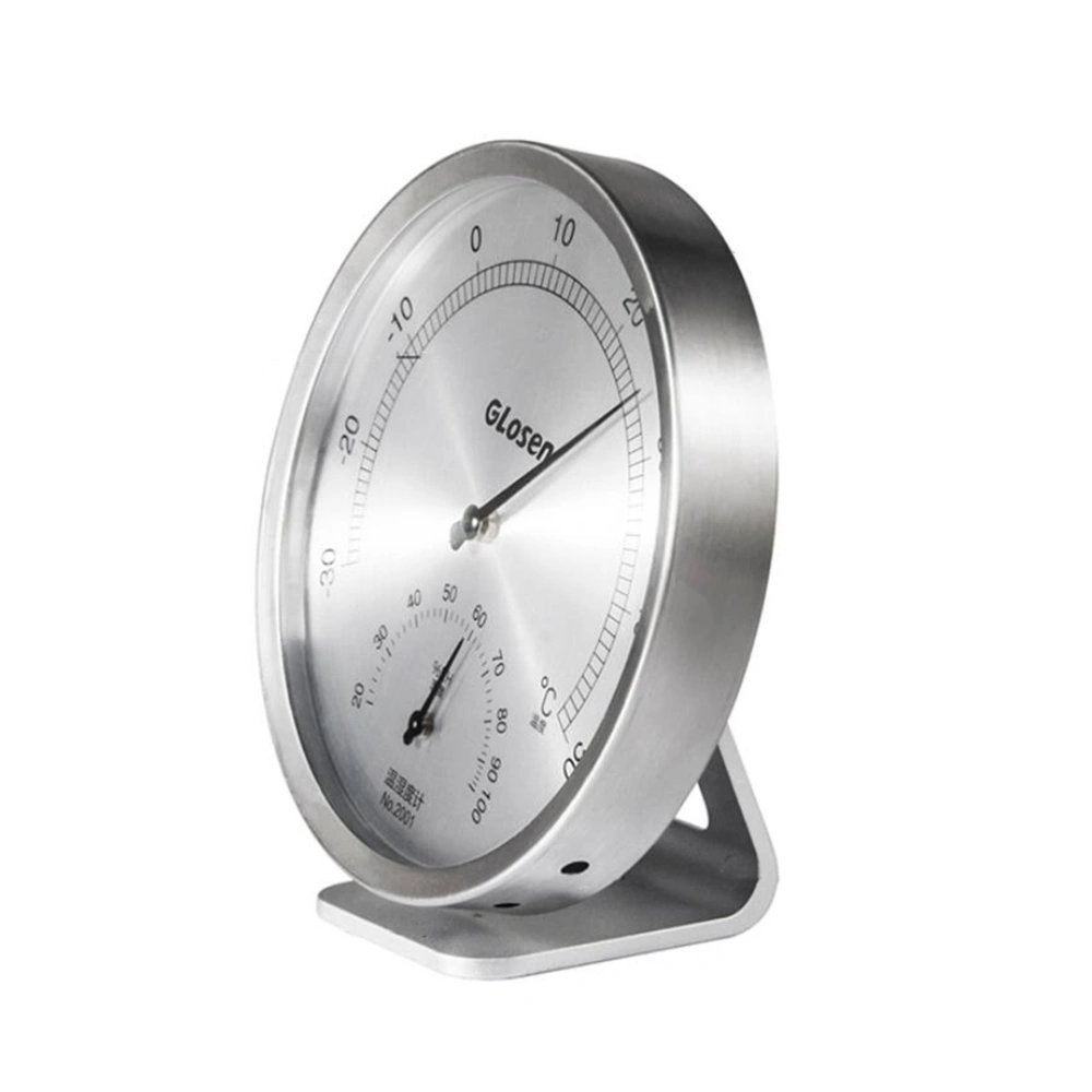 Stainless Steel Hygrometer Hanging Table Dual Purpose Hygrometer Thermometer for Home Factory Warehouse