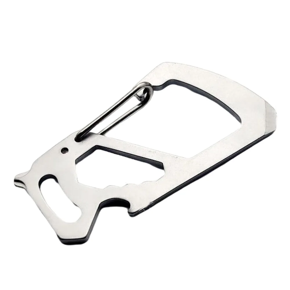 Multi-functional D-shaped Buckle Stainless Steel Carabiner Bottle Opener (Silver)