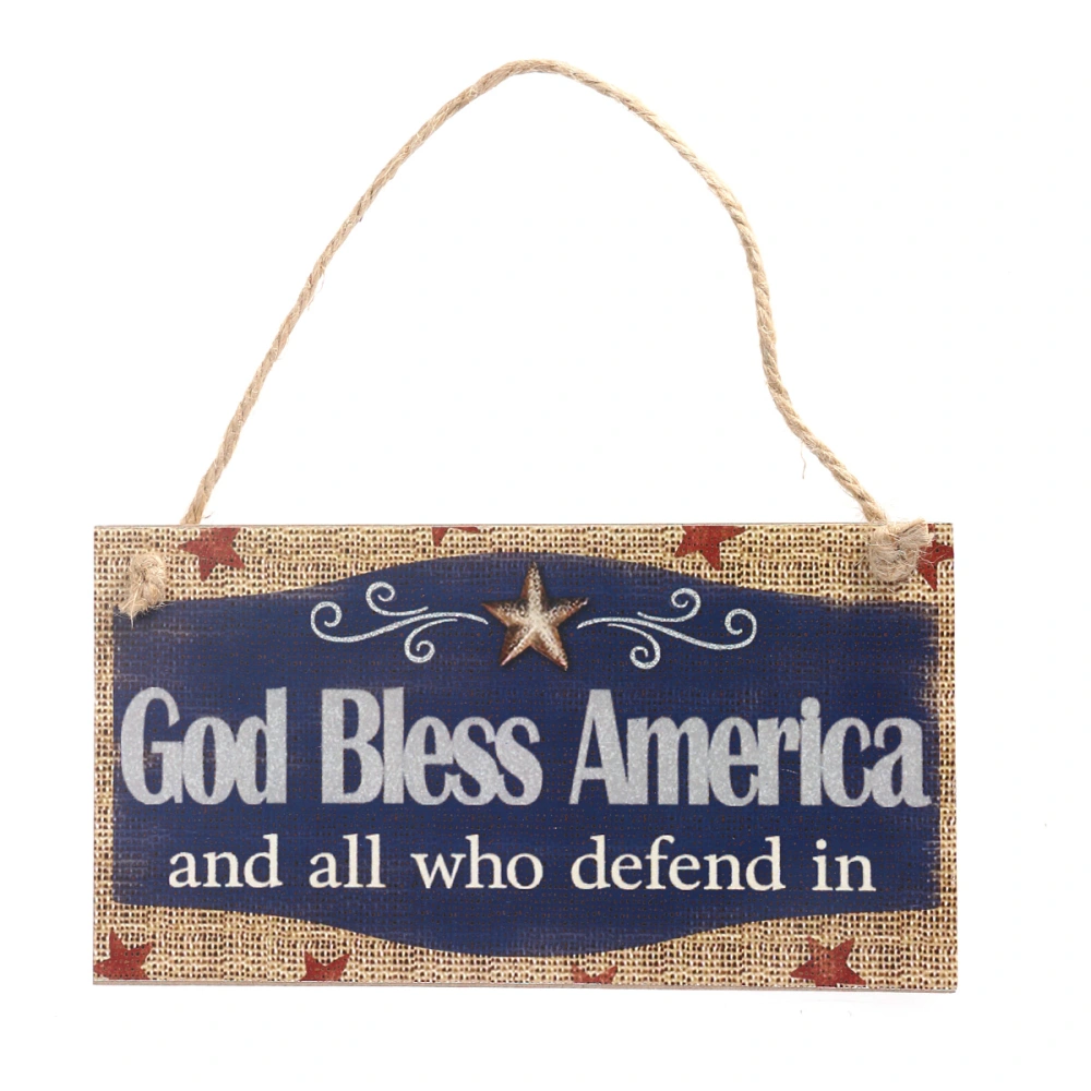 Fourth of July Party God Bless America and all who defend in Hanging Sign Decoration Fiberboard