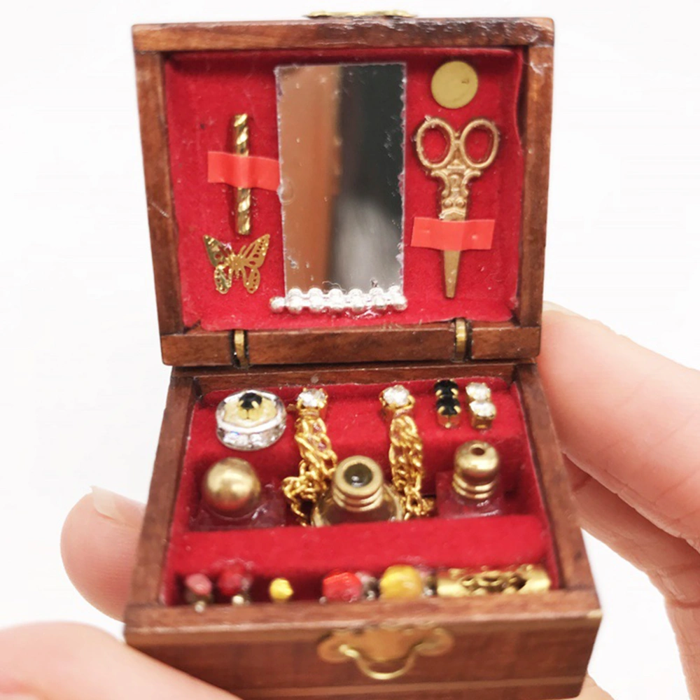 Miniature Jewelry Box Decor Miniature Treasure Chest Doll House Jewelry Storage Box