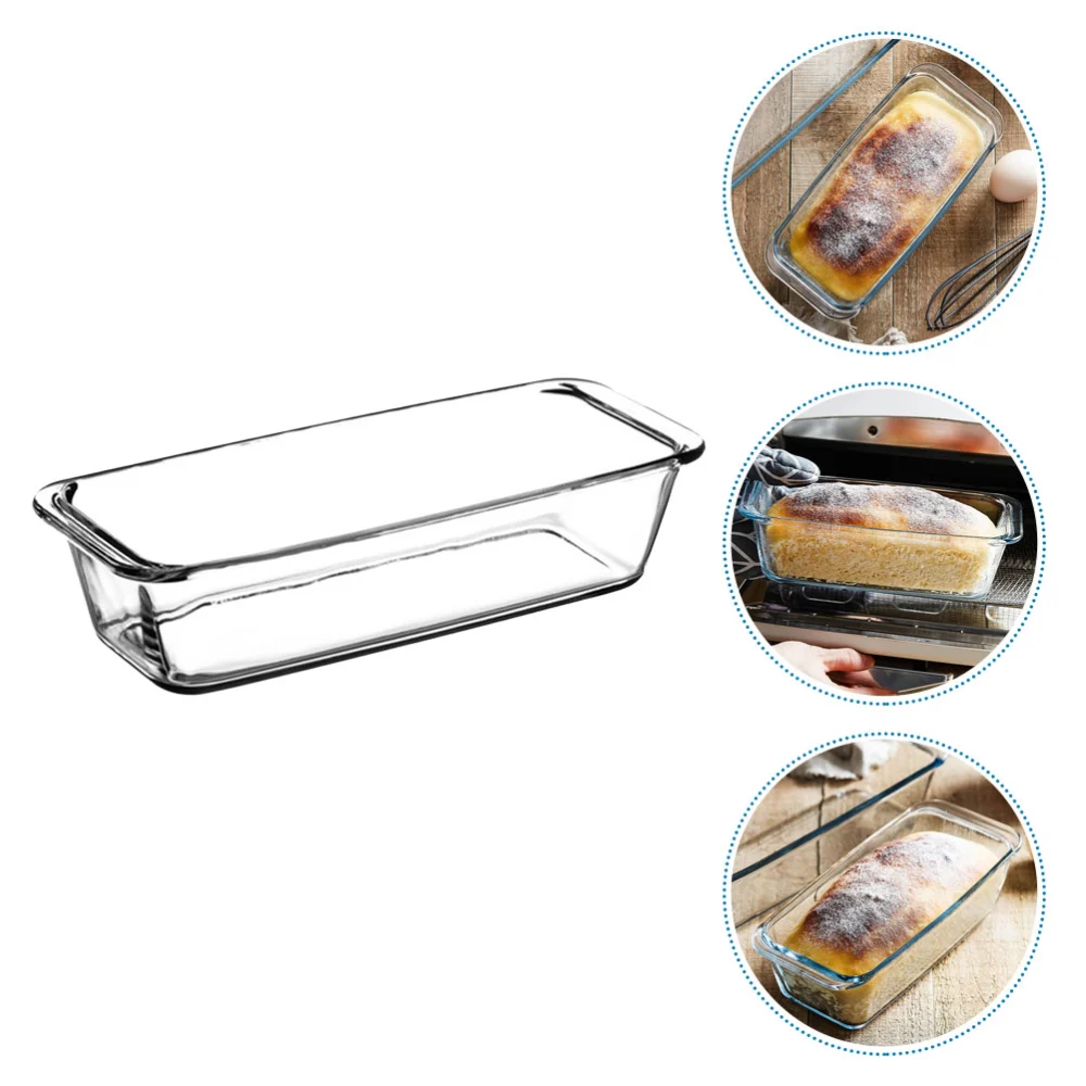 1Pc Household Baking Pan Tempered Glass Plate Rectangular Salad Bowl (White)