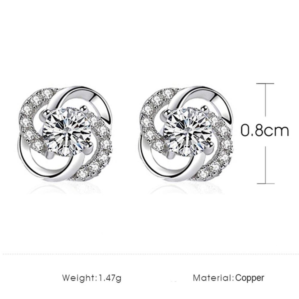 1 Pairs Women Flower Earrings Zircon Stud Earring Elegant Ear Jewelry for Women