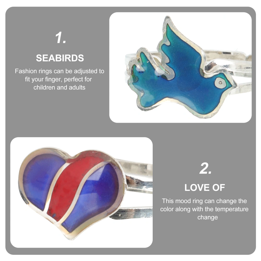 4pcs Mood Rings Color Change Ring Animal Rings Finger Ring Decor for Women Kids