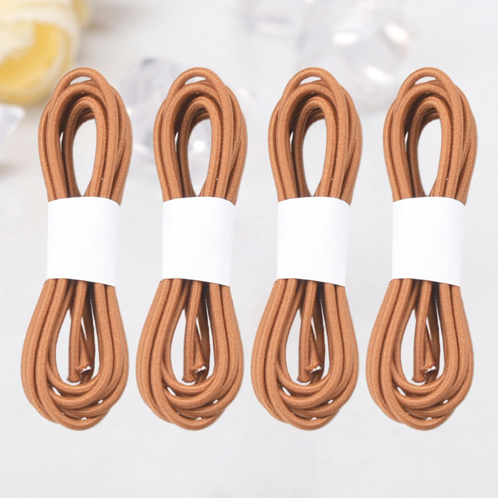 4 Rolls of 1m Connecting Ropes Elastic Rubber Bands Spare Ropes Metal Buckle Elastic Cords for Traveler Notebook Accessories (Camel)