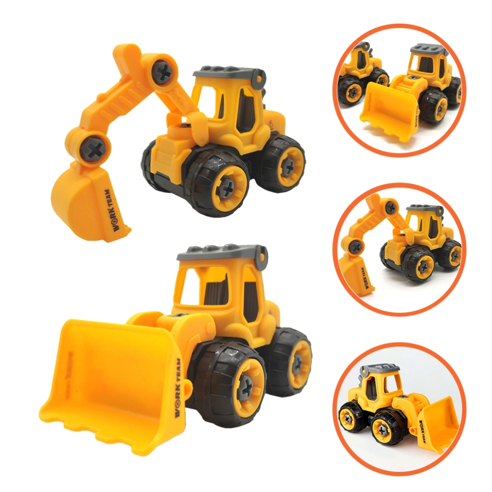 2pcs Construction Cake Decoration Pushdozer Excavator Construction Birthday Party Supplies