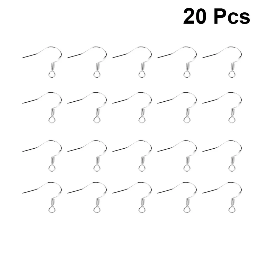20 Pcs Simple Earring Accessories DIY Anti Allergy Earring Parts for Woman Lady Female (Silver)