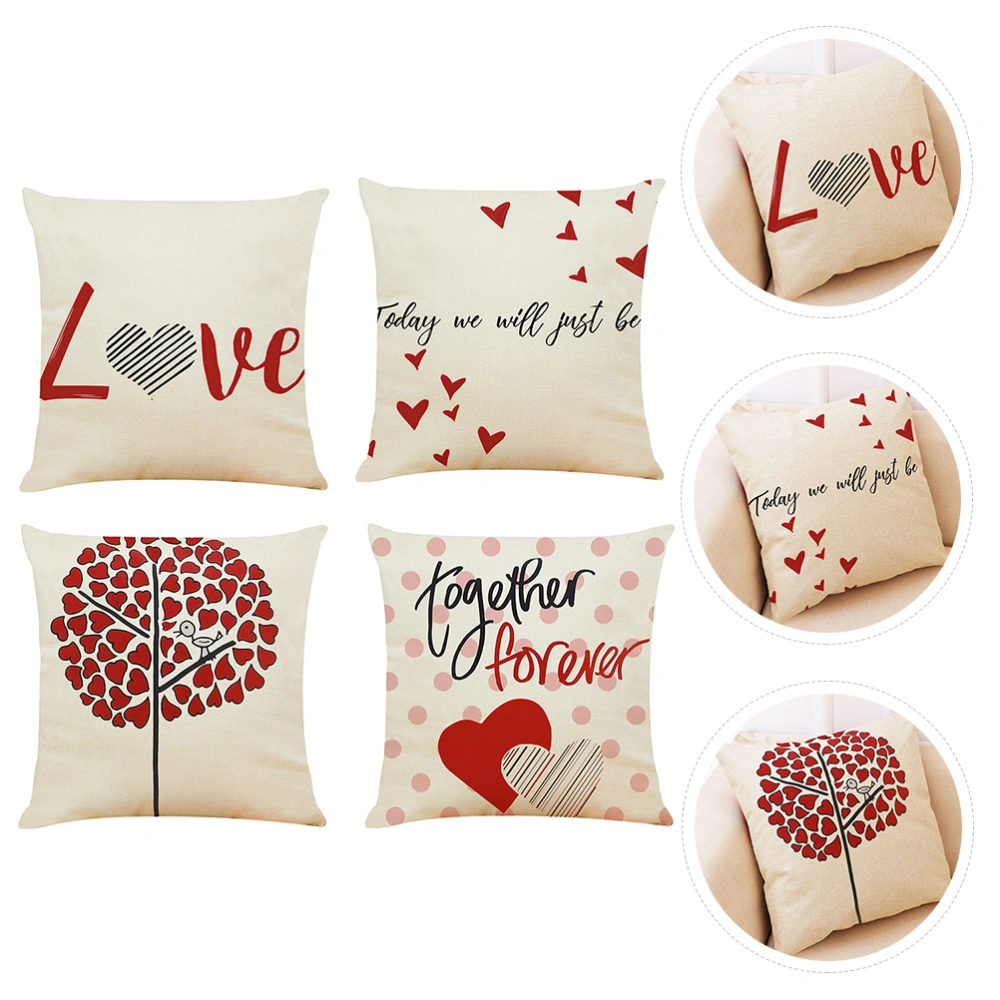 4 Pcs Valentine Pillow Covers Throw Pillow Cases Exquisite Throw Pillow Covers