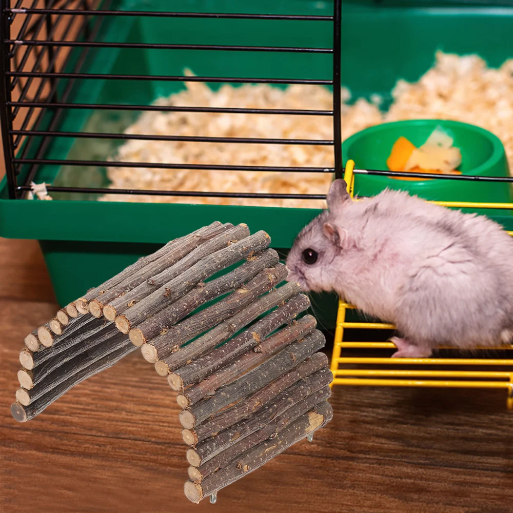 2Pcs Hamster Hideout Bridge Wood Hamster Hideout Hamster Cage Toy Hamster Tube