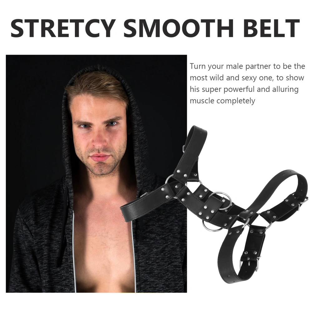 Men's Leather Restrain Chest Harness Adjustable Body Strap Flirting Costume