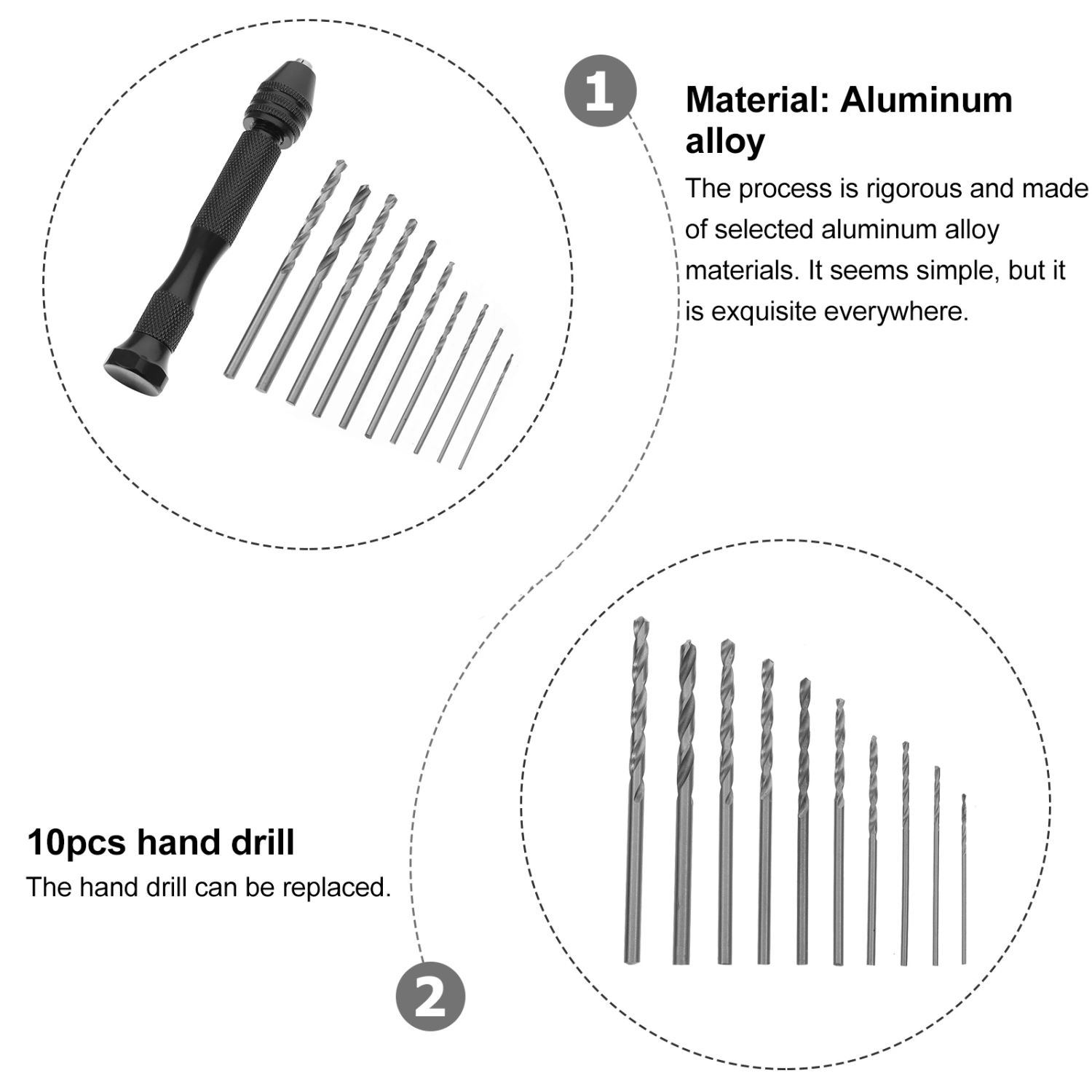 1 Set Professional Manual Drill Set Practical Hand Drill Tool Rotary Tools with Drill Bits
