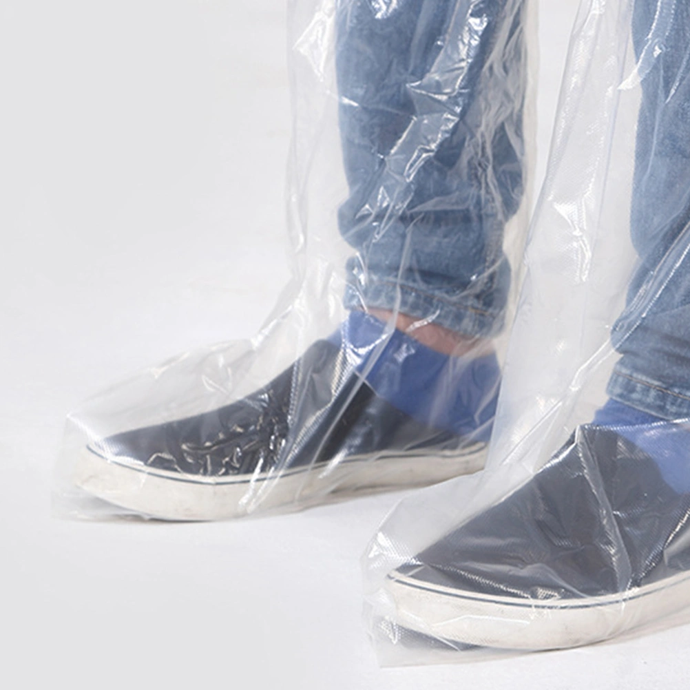 10pcs White Plastic Shoes Cover Dustproof Wear-Resistant Shoe Protector Elastic Band Waterproof Shoes Cover