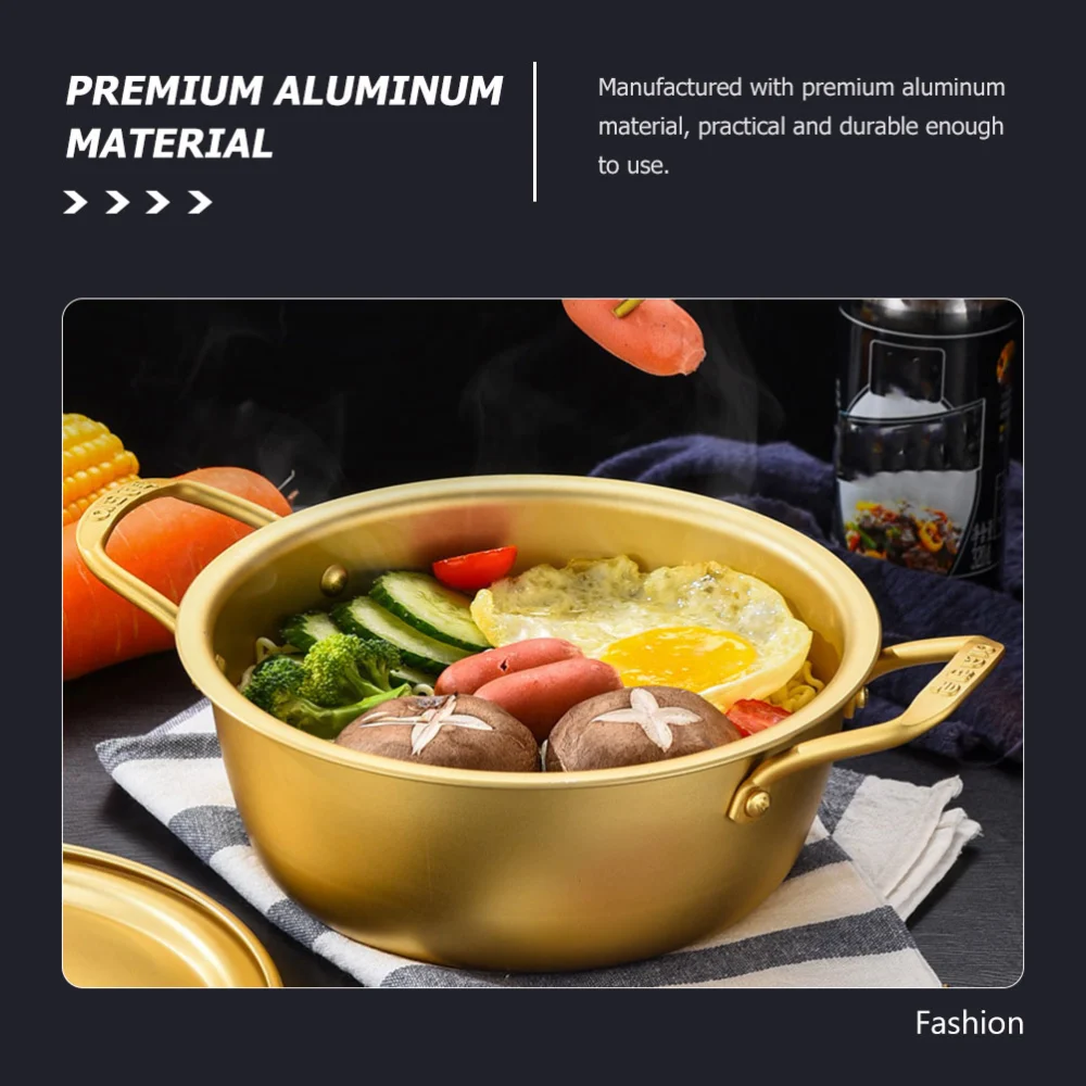 1 Set Hot-pot Pot Double Handle Pot Noodle Cooking Pot Aluminum Wok with Spoon