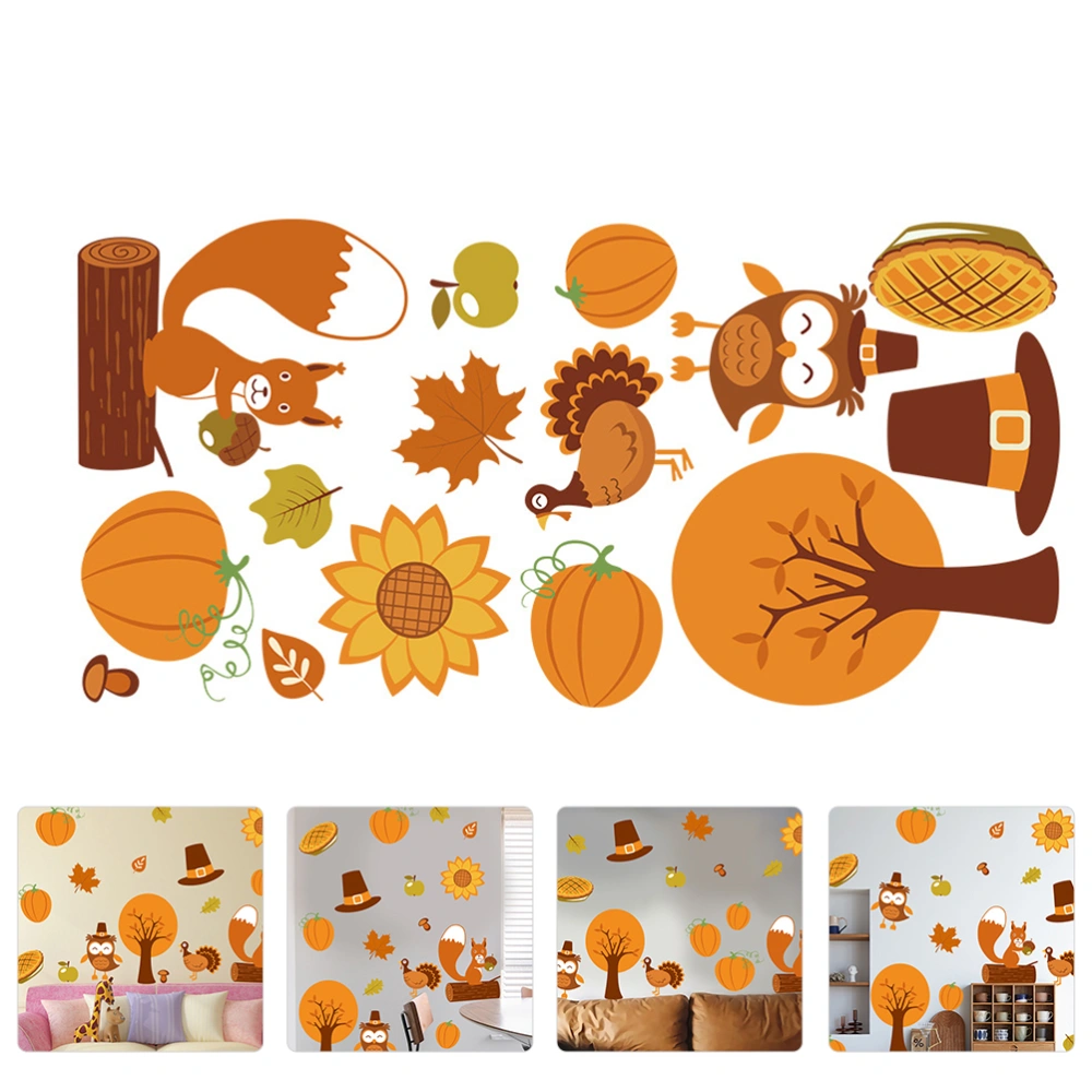 1 Set 2Pcs Thanksgiving Wall Stickers PVC Maple Leaf Wall Decal (Assorted Color)