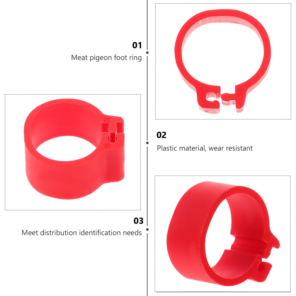 100 Pcs Practical Pigeon Foot Rings Pigeon Leg Bands Rings Identification Rings