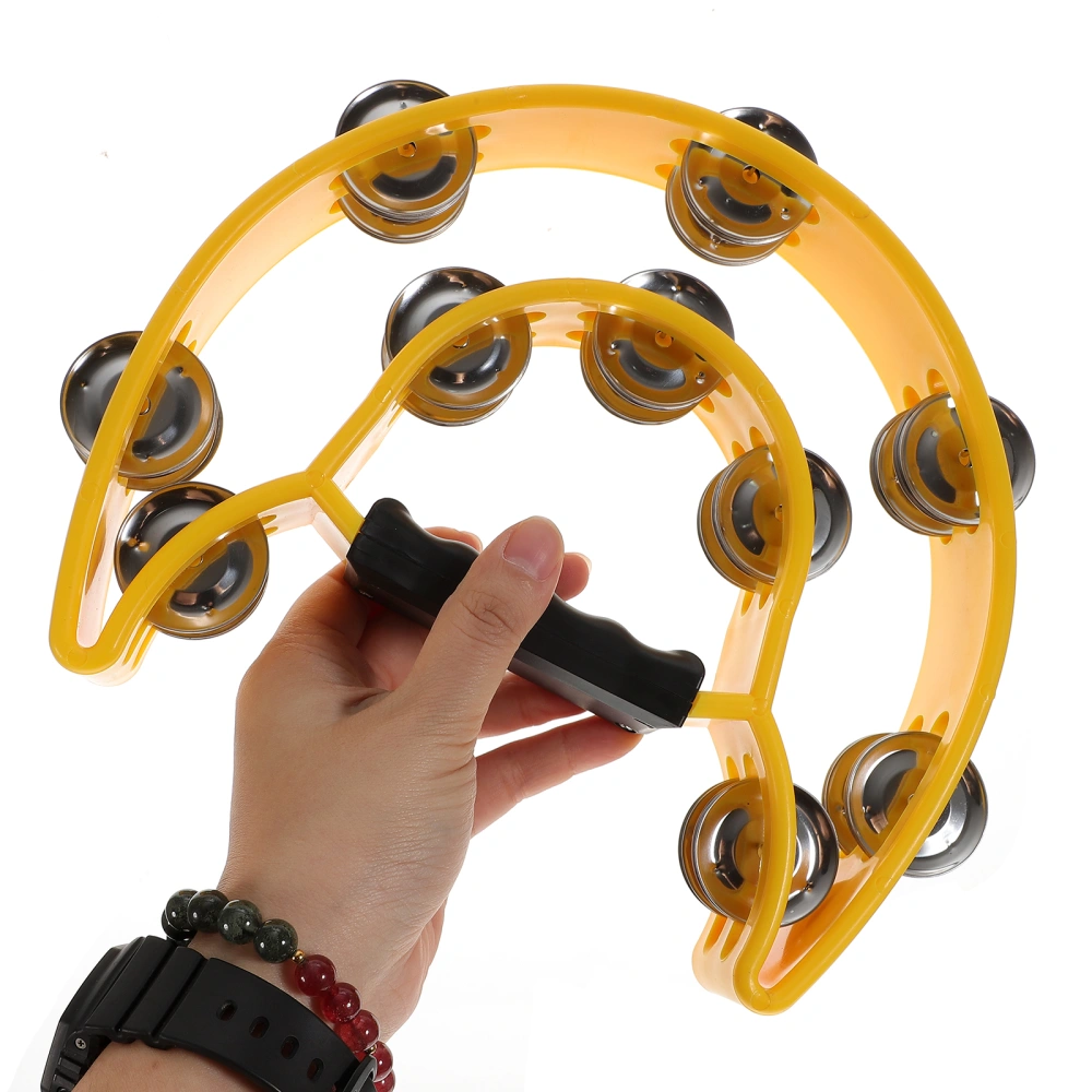 1pc Practical Hand Bell Double Row Iron Bell for KTV Bar Party (Yellow)