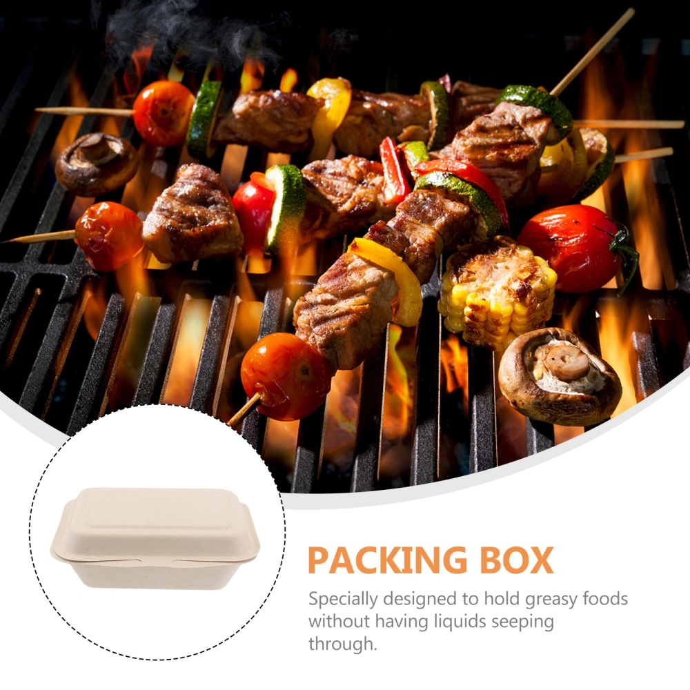 50pcs 600ml Disposable Containers Paper Food Takeout Box Eco-friendly Lunch Doggy Boxes