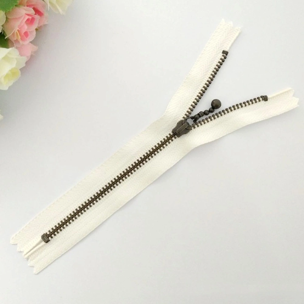 10 Pcs 20CM DIY Handmade Sewing Accessories Copper Zipper with Water Drops for Cloth Bag Purse (Creamy-white)
