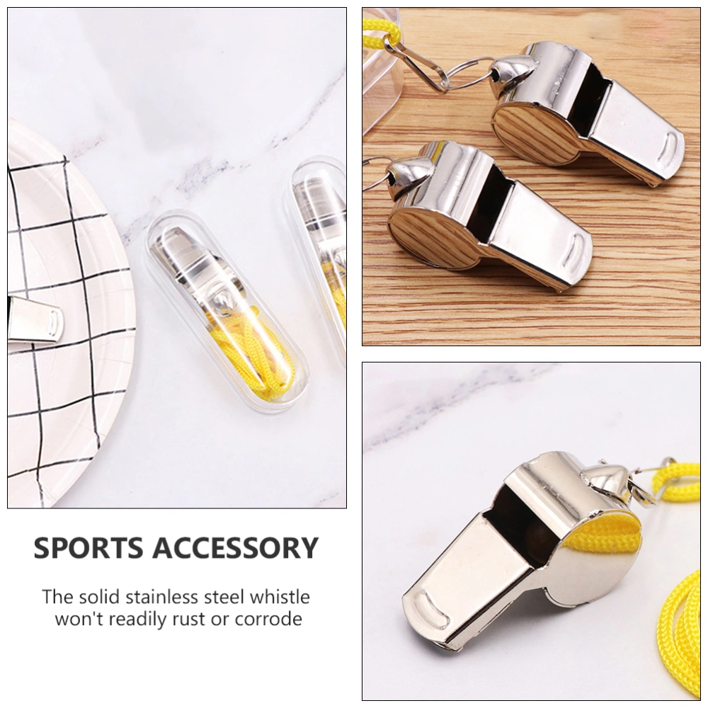 12Pcs Stainless Steel Referee Used Whistle with Lanyard First Aid Whistle for Outdoor