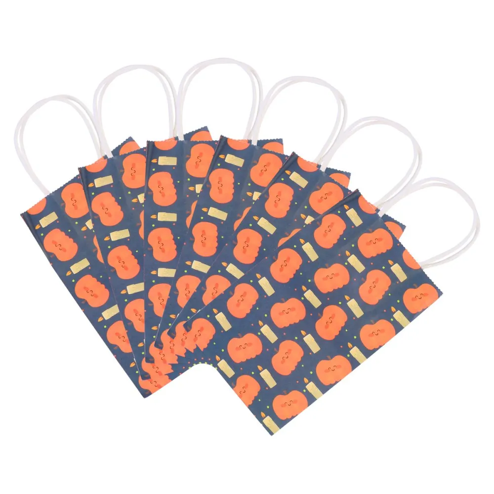 12pcs Halloween Gift Bags Pumpkin Candy Gift Bag Adorable Hand Bag Party Supply