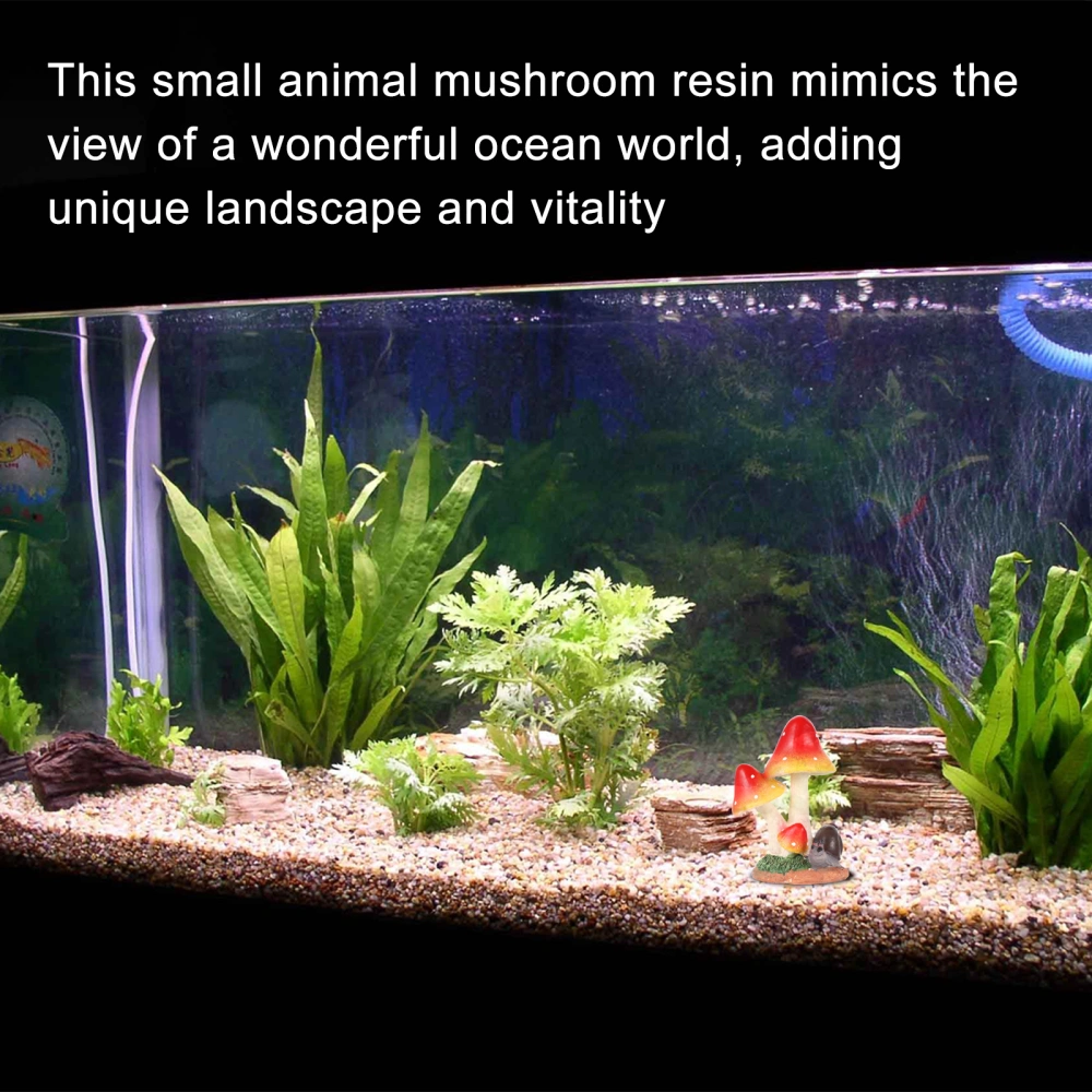 Mini Mushroom Ornaments Resin Adorable Animal Miniature Garden Decoration