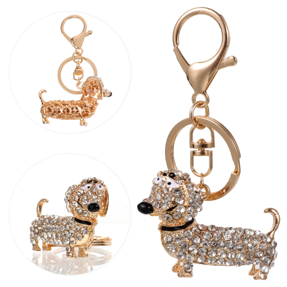 1Pc Adorable Dog Bag Keys Rhinestone Hanging Pendant Cartoon Puppy Key Chain