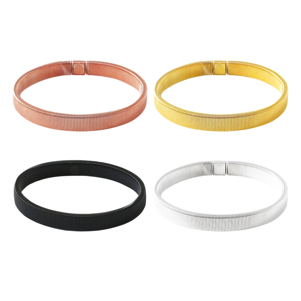 4pcs Stretch Sleeve Garters Men Cuff Bracelets Men Metal Armbands Bangles