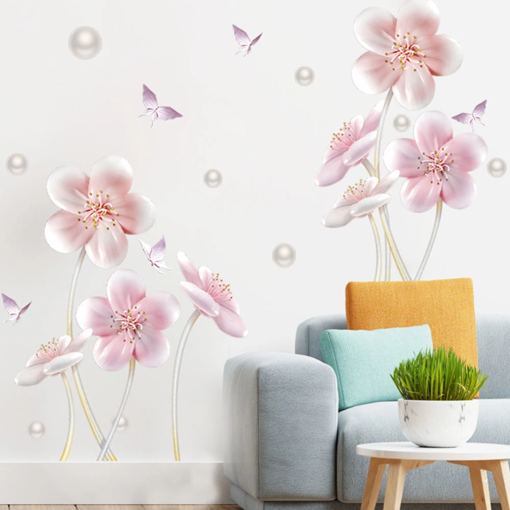 2 Sheets Delicate Wall Stickers Lotus-shape Design Wall Decals Home Wall Stickers