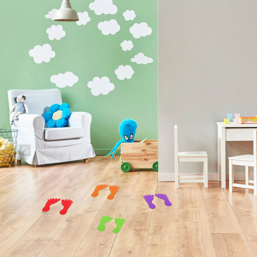 10 Pairs of Floor PVC Stickers Kids's Room Lovely Footprint Decals Floor Ornament