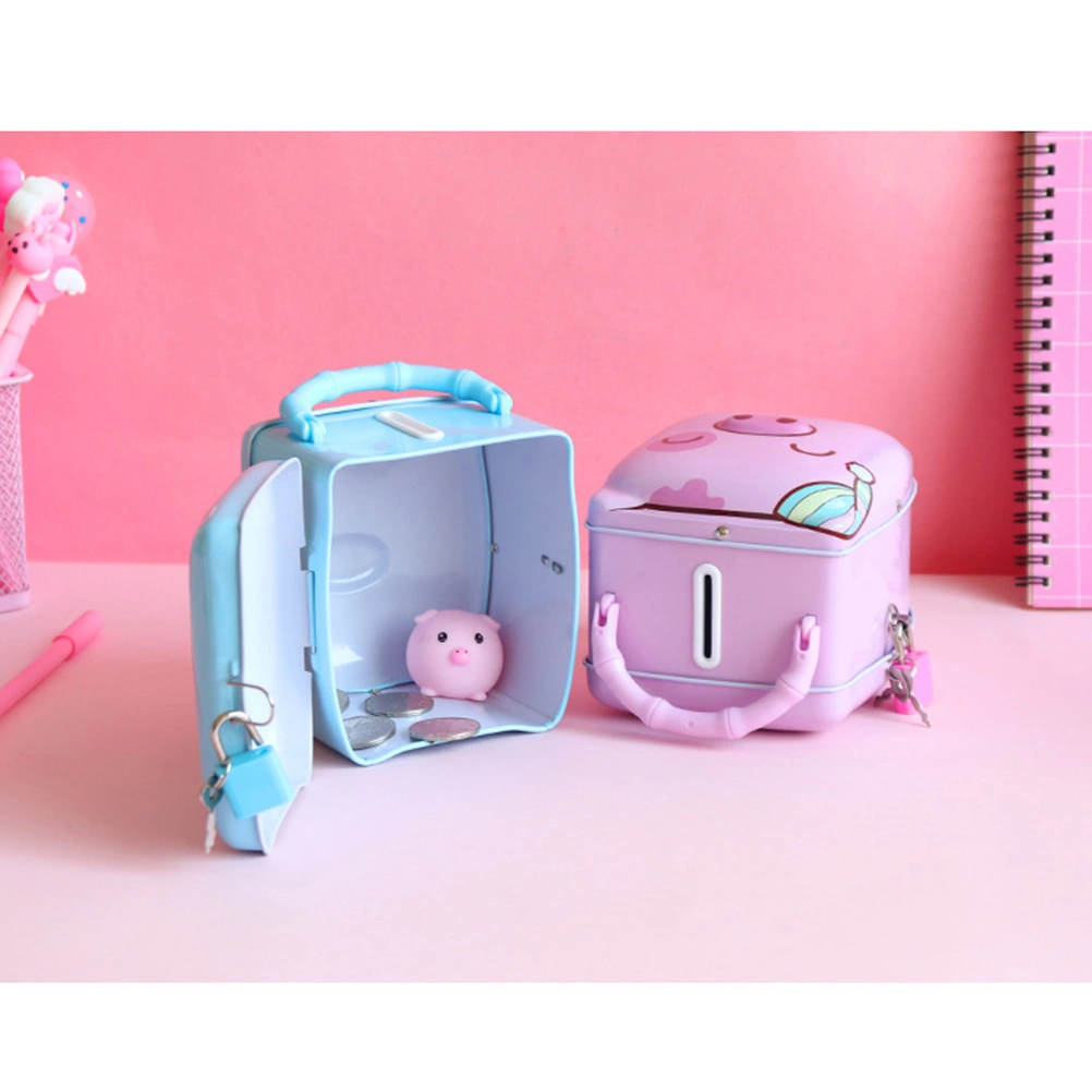 Pig Shape Piggy Bank Iron Money Box Storage Jar Coins Save Pot Gift for Kids Children (Blue)