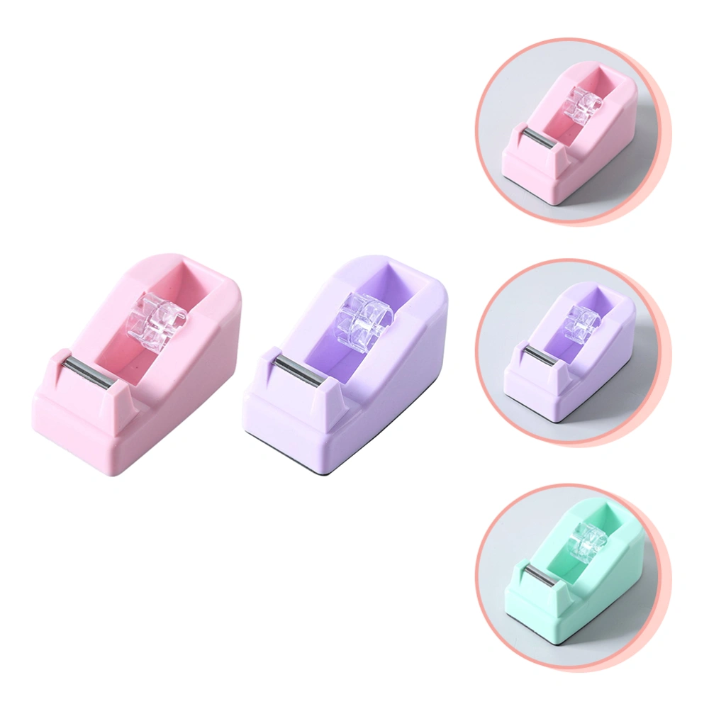 2Pcs Portable Tape Dispensers Small Sticker Dispensers Adorable Tape Cutters (Random Color)