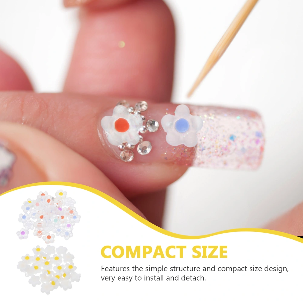 100Pcs Delicate Resin Flower Nail Decors Nail Art Accessories Three-dimensional Decors