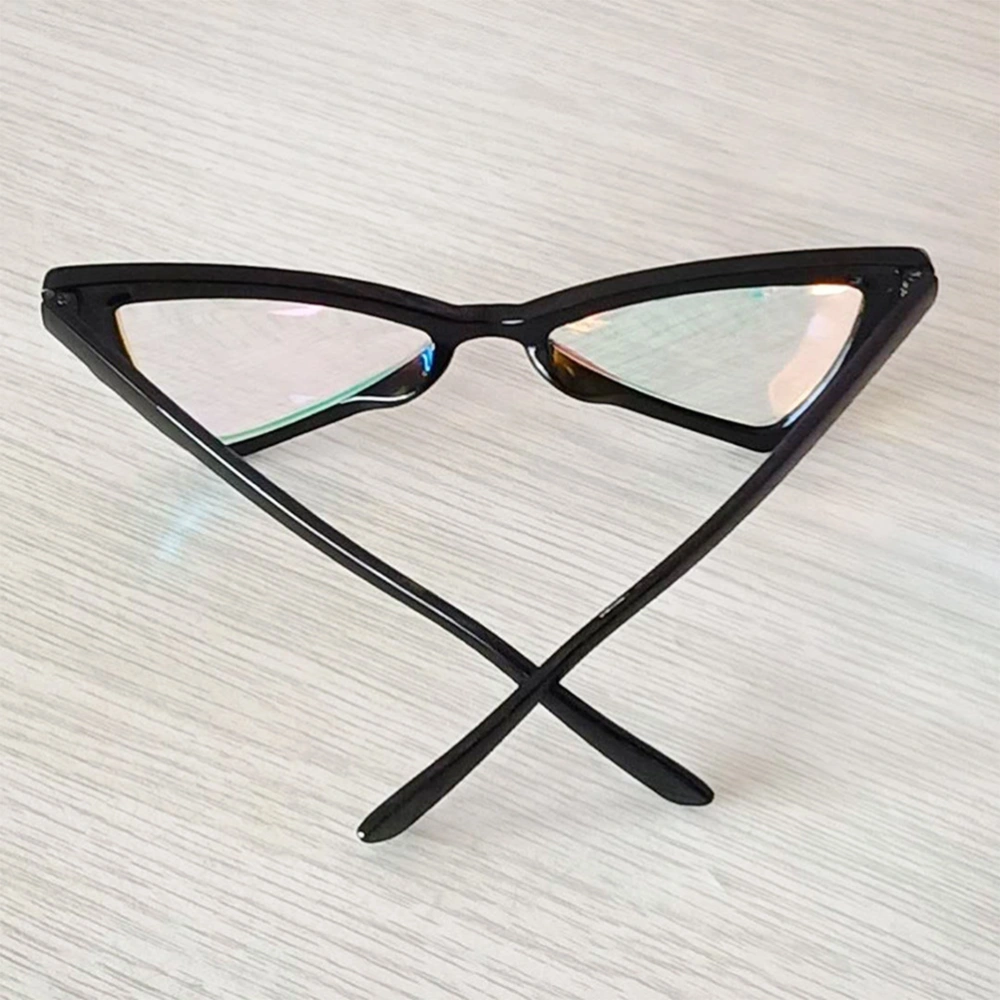 1 Pc Cat Eye Sunglasses Creative Polygonal Surface Eyeglasses Anti-UV Glasses Eyewear for Female Male (Black)