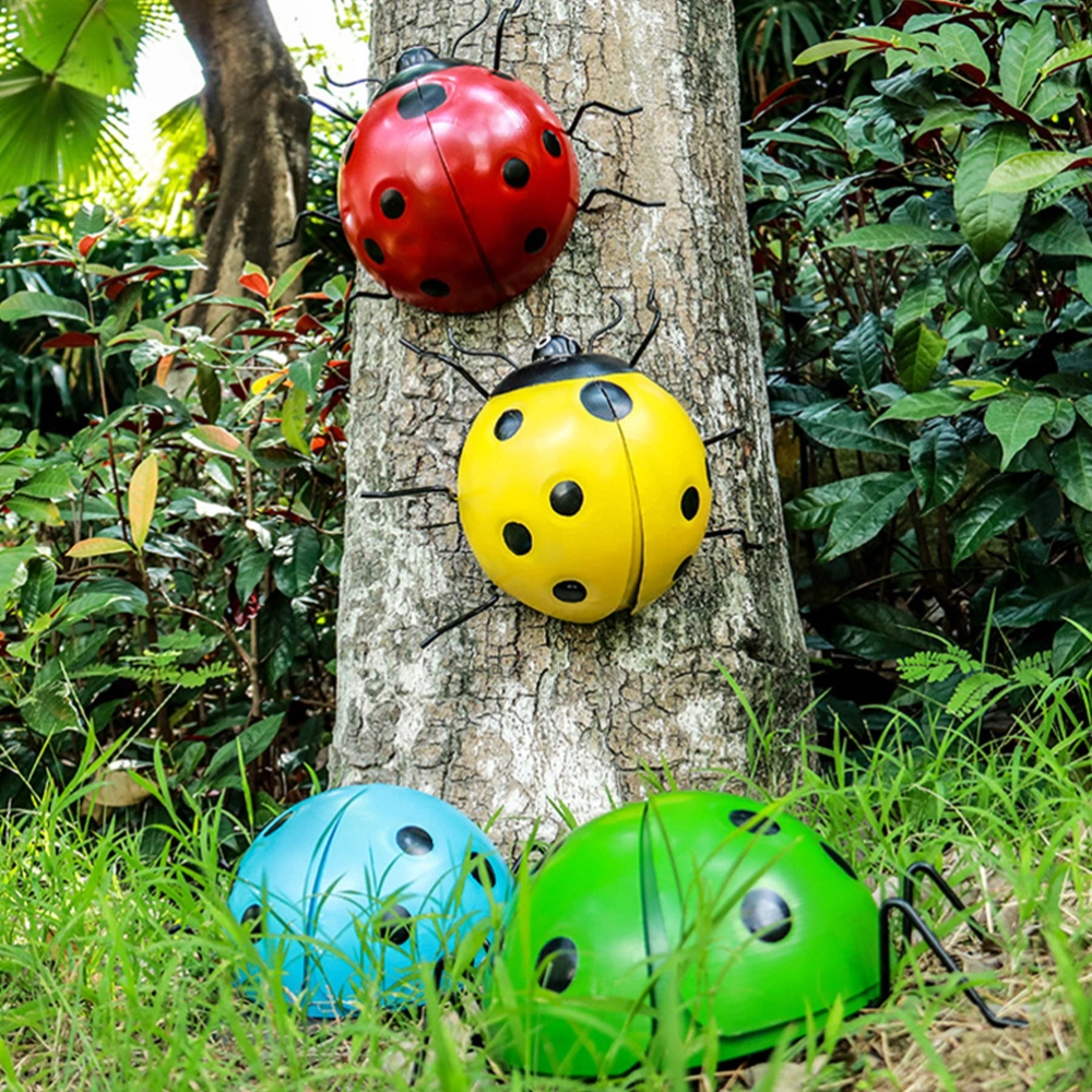 1Pc Large Simulation Ladybug Lovely Iron Ladybug Pendant Garden Yard Ornament