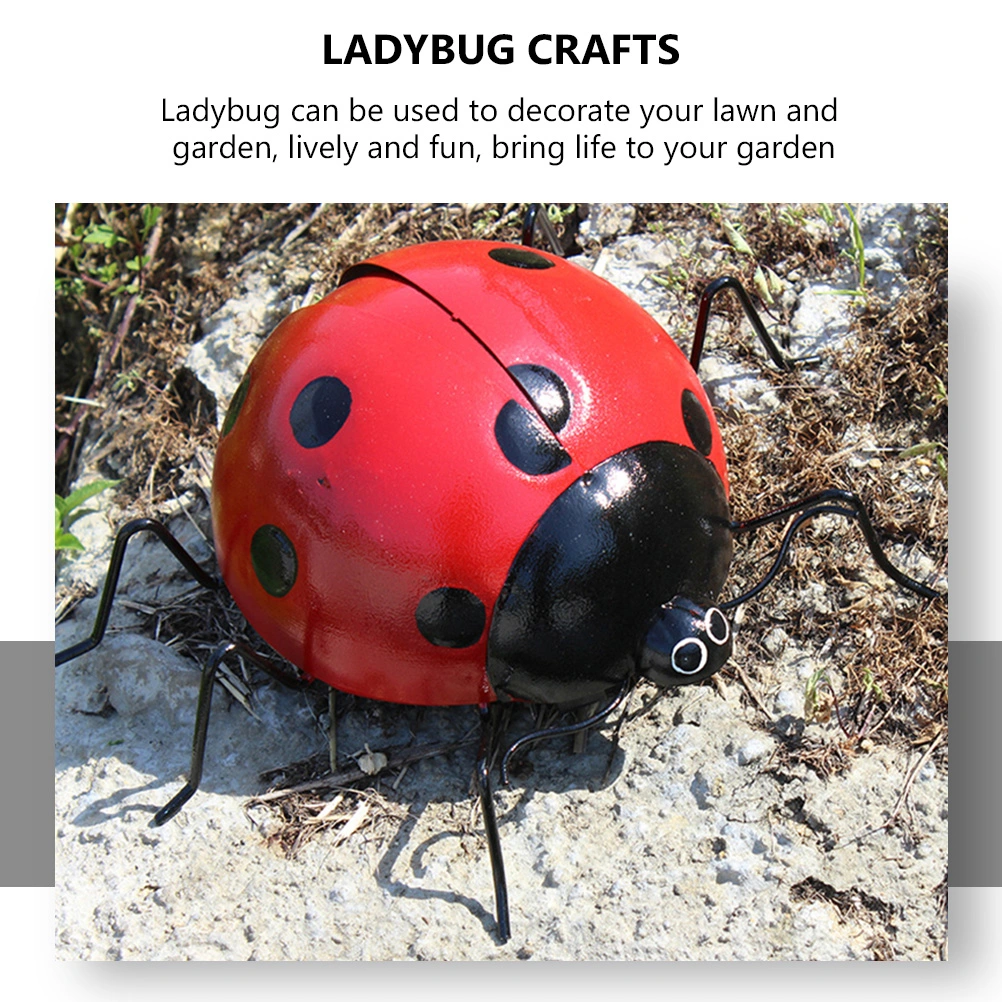 1Pc Large Simulation Ladybug Lovely Iron Ladybug Pendant Garden Yard Ornament