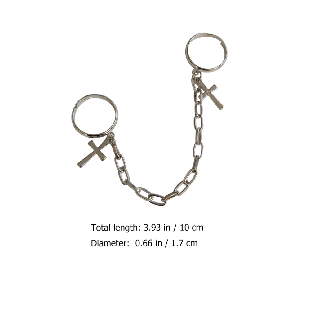 1pc Punk Style Chain Ring Hand Jewelry Decor Fashion Finger Ring (Silver)