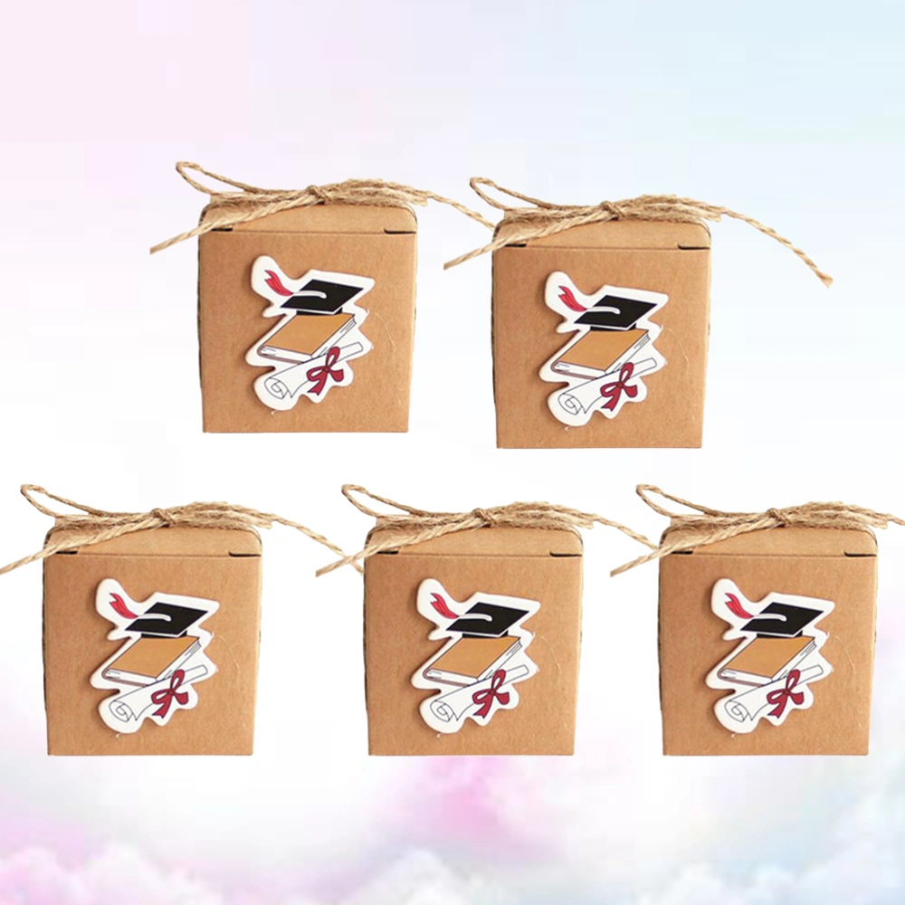 20PCS Vintage Kraft Paper Graduation Candy Treat Boxes Gift Boxes with Doctoral Tag for Graduation Party Favors (Red)