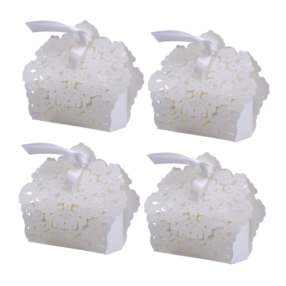 20pcs White Hollow Paper Candy Boxes European Style Treat Box Wedding Favors Candy Holder Bags Gift Boxes